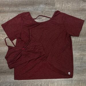 Born Primitive Heathered Maroon Top and Bra Set M